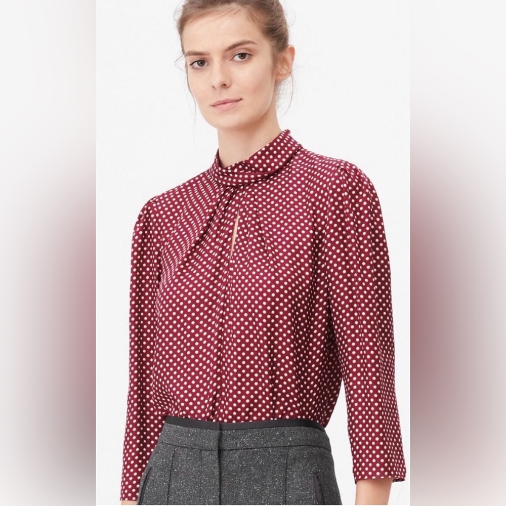 Rebecca Taylor Red Deco Polka Dot Retro Statement Funky Classic  Blouse size 6